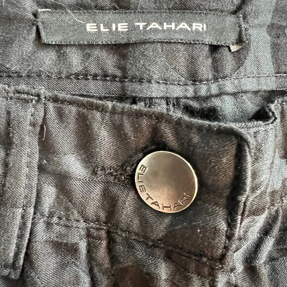 Elie Tahari Vintage Tone on Tone Circles Black Trouser Pants Size 4P Petite - Picture 5 of 12